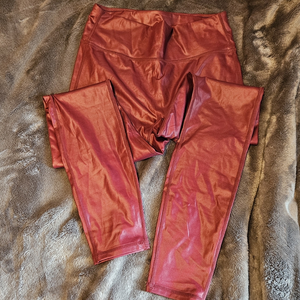 Fabletics Motion365+ Metallic Burgundy Leggings - Picture 2 of 4